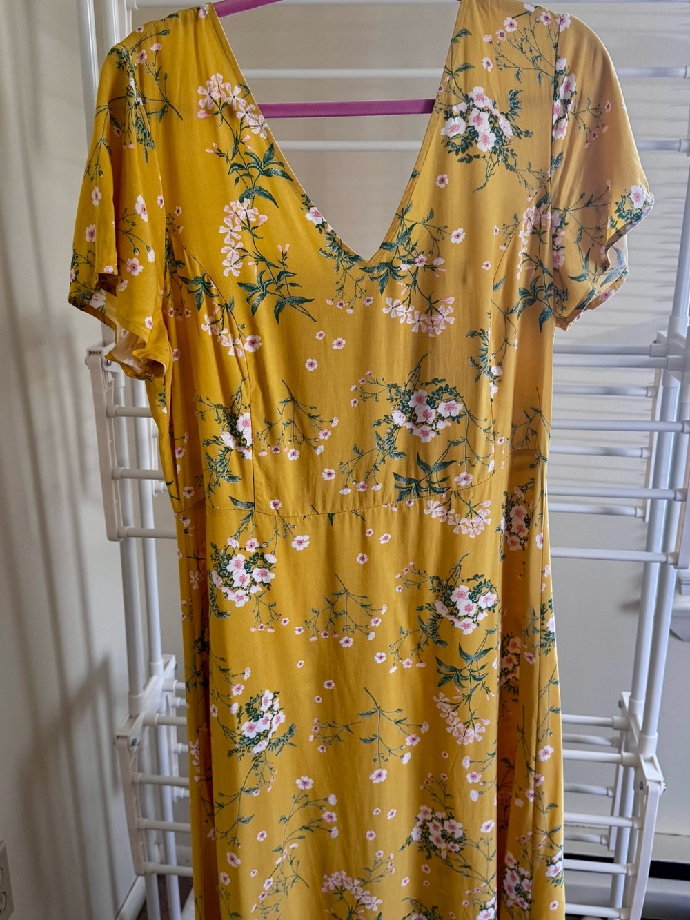 Old Navy Mustard Yellow Floral Midi Dress